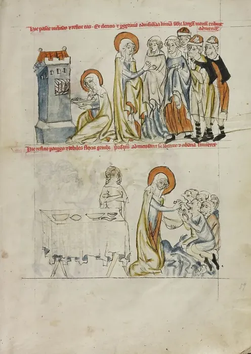 Framed Print : Saint Hedwig Feeding the Imprisoned and Caring for Pilgrims, 1353. Creator: Unknown Framed Print : Saint Hedwig Feeding the Imprisoned and Caring for Pilgrims, 1353. Creator: Unknown