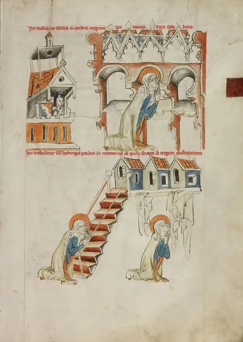 Framed Print : Saint Hedwig Kissing the Choirstalls at the Convent Trebnitz, 1353. Creator: Unknown Framed Print : Saint Hedwig Kissing the Choirstalls at the Convent Trebnitz, 1353. Creator: Unknown