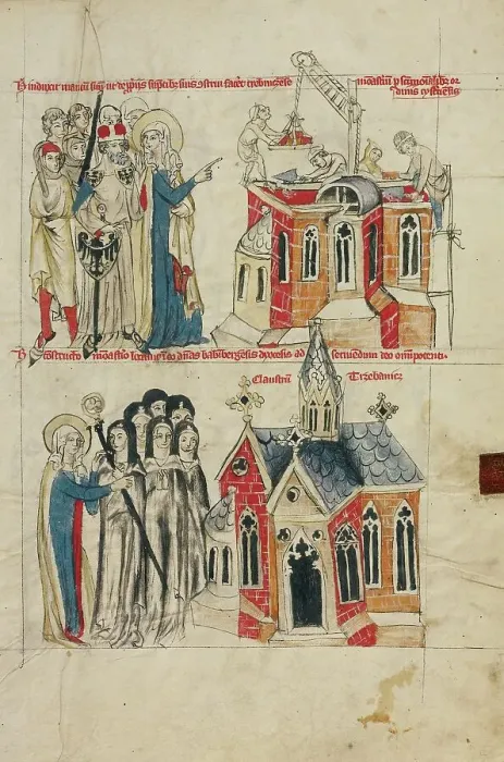 Framed Print : Saint Hedwig and the New Convent: Nuns from Bamberg Settling at the New Convent, 1353. Creator: Unknown Framed Print : Saint Hedwig and the New Convent: Nuns from Bamberg Settling at the New Convent, 1353. Creator: Unknown
