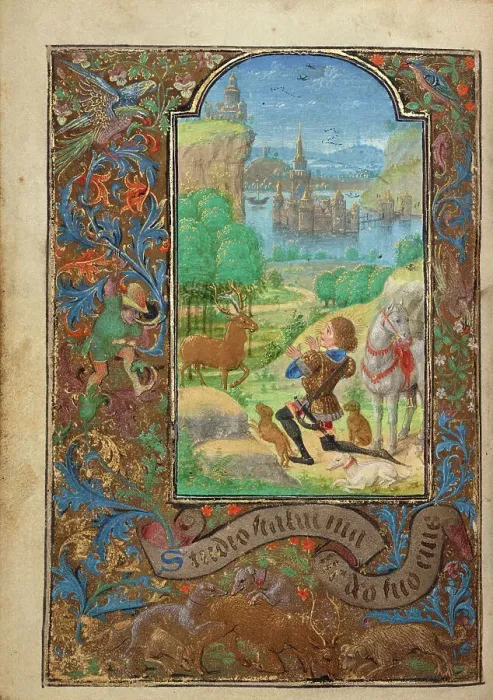 Framed Print : Saint Hubert; Prayer Book of Charles the Bold, 1469. Creator: Lieven van Lathem Framed Print : Saint Hubert; Prayer Book of Charles the Bold, 1469. Creator: Lieven van Lathem