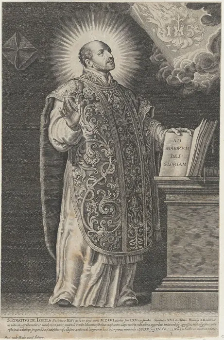 Framed Print : Saint Ignatius Loyola, standing and holding an open book, ca. 1630-54. Creator: Anon Framed Print : Saint Ignatius Loyola, standing and holding an open book, ca. 1630-54. Creator: Anon