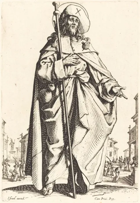 Framed Print : Saint James the Great, published 1631. Creator: Jacques Callot Framed Print : Saint James the Great, published 1631. Creator: Jacques Callot