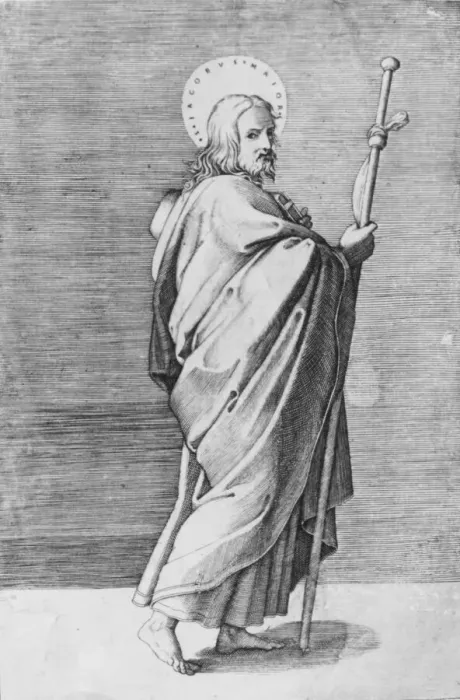 Framed Print : Saint James the Major turned towards right, holding staff, ca. 1500-1550 Framed Print : Saint James the Major turned towards right, holding staff, ca. 1500-1550