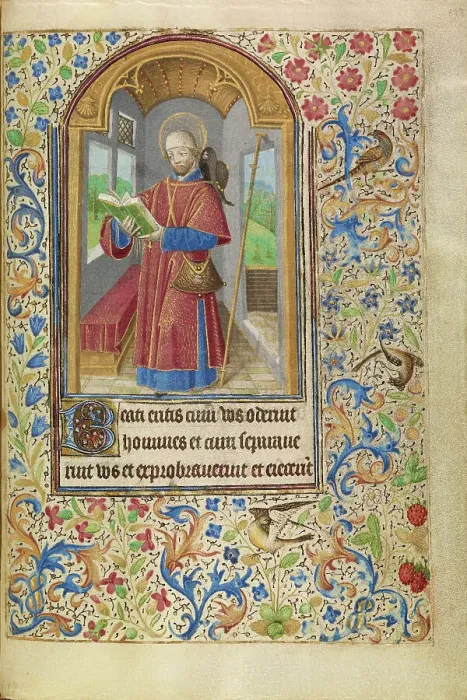 Framed Print : Saint James as a Pilgrim; Book of Hours, about 1466-1470. Creator: Master of Jacques of Luxembourg