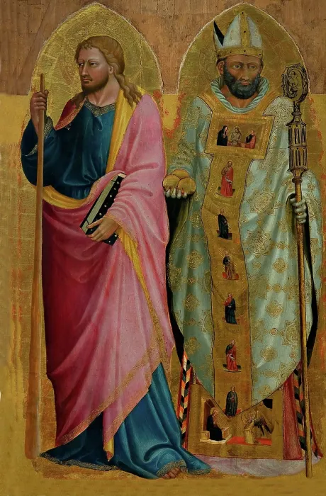 Framed Print : Saint James the Younger and Saint Nicholas of Bari, First third of the 15th cen.. Creator: Bicci di Lorenzo (1373-1452) Framed Print : Saint James the Younger and Saint Nicholas of Bari, First third of the 15th cen.. Creator: Bicci di Lorenzo (1373-1452)