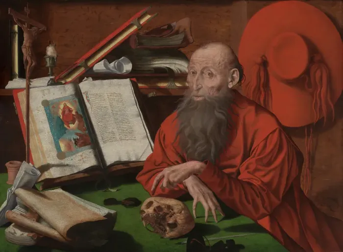 Framed Print : Saint Jerome, 1541. Creator: Marinus van Reymerswaele Framed Print : Saint Jerome, 1541. Creator: Marinus van Reymerswaele