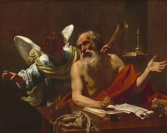Framed Print : Saint Jerome and the Angel, c. 1622  /  1625. Creator: Simon Vouet