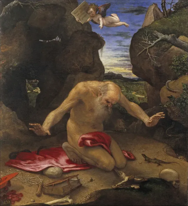 Framed Print : Saint Jerome. Artist: Lotto, Lorenzo (1480-1556) Framed Print : Saint Jerome. Artist: Lotto, Lorenzo (1480-1556)