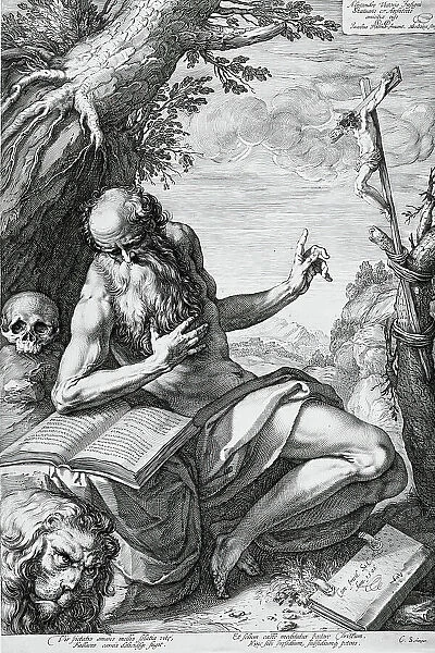 Saint Jerome in the Desert, 1596. Creator: Hendrik Goltzius