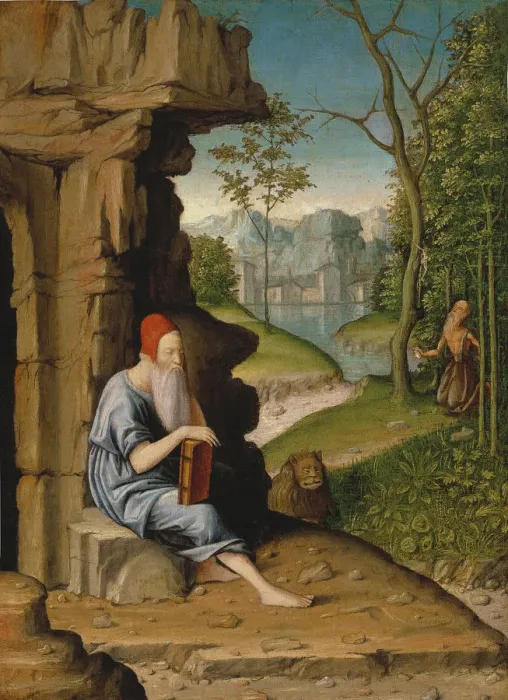 Framed Print : Saint Jerome in the Desert. Artist: Montagna, Bartolomeo (1449-1523) Framed Print : Saint Jerome in the Desert. Artist: Montagna, Bartolomeo (1449-1523)
