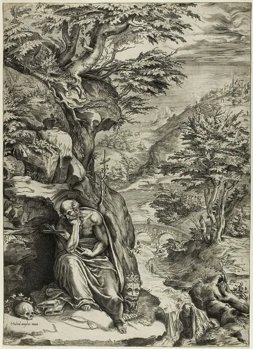 Framed Print : Saint Jerome in the Desert, c.1575. Creator: Cherubino Alberti Framed Print : Saint Jerome in the Desert, c.1575. Creator: Cherubino Alberti