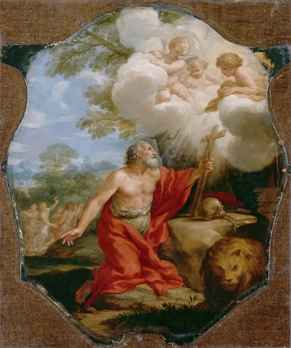 Framed Print : Saint Jerome in the Desert, c1637. Creator: Pietro da Cortona Framed Print : Saint Jerome in the Desert, c1637. Creator: Pietro da Cortona