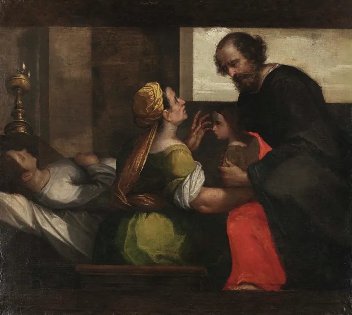 Framed Print : Saint Jerome Emiliani Takes Care of an Orphan, 1595-1600. Creator: Scarsellino (Scarsella), Ippolito (1551-1620) Framed Print : Saint Jerome Emiliani Takes Care of an Orphan, 1595-1600. Creator: Scarsellino (Scarsella), Ippolito (1551-1620)