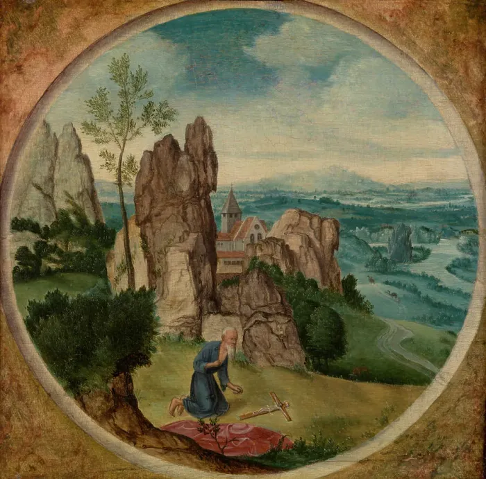 Framed Print : Saint Jerome in a Landscape, 1525-1550. Creator: Anon Framed Print : Saint Jerome in a Landscape, 1525-1550. Creator: Anon