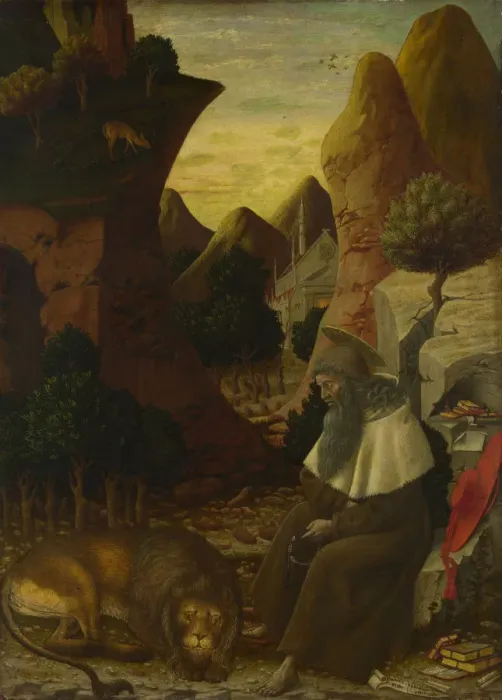 Framed Print : Saint Jerome in a Landscape, c. 1440. Artist: Bono da Ferrara (active 1442-1461) Framed Print : Saint Jerome in a Landscape, c. 1440. Artist: Bono da Ferrara (active 1442-1461)