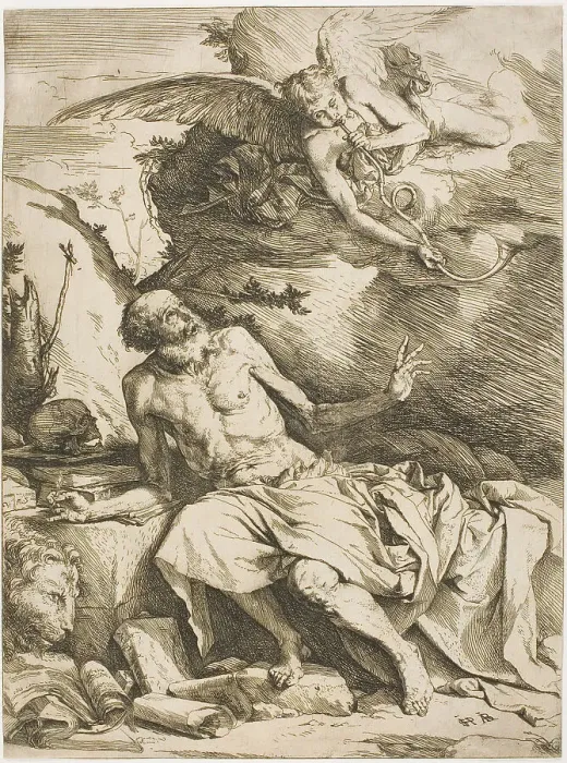Framed Print : Saint Jerome Listening to the Trumpet of the Last Judgment, 1622-25. Creator: Jusepe de Ribera Framed Print : Saint Jerome Listening to the Trumpet of the Last Judgment, 1622-25. Creator: Jusepe de Ribera
