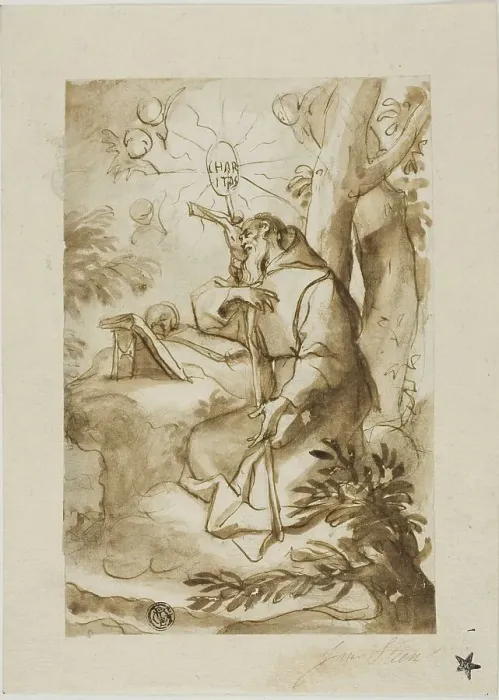 Framed Print : Saint Jerome, n.d. Creator: Domenico Piola I Framed Print : Saint Jerome, n.d. Creator: Domenico Piola I
