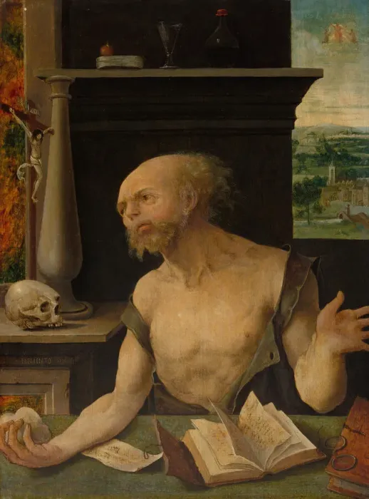 Framed Print : Saint Jerome in Penitence, 1525 / 30. Creator: Master of the Lille Adoration Framed Print : Saint Jerome in Penitence, 1525 / 30. Creator: Master of the Lille Adoration