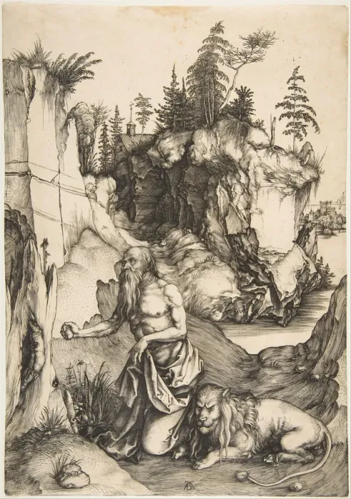 Framed Print : Saint Jerome Penitent in the Wilderness, ca. 1496. Creator: Albrecht Durer Framed Print : Saint Jerome Penitent in the Wilderness, ca. 1496. Creator: Albrecht Durer