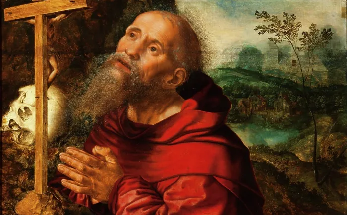 Framed Print : Saint Jerome in Prayer. Creator: Hemessen, Jan Sanders, van (c. 1500-c. 1566) Framed Print : Saint Jerome in Prayer. Creator: Hemessen, Jan Sanders, van (c. 1500-c. 1566)