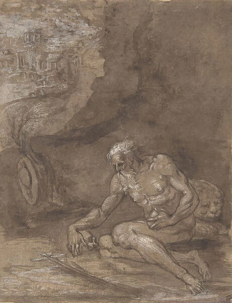 Saint Jerome Praying in a Landscape. 1550-60. Creator: Attributed to Niccolo dell Abate