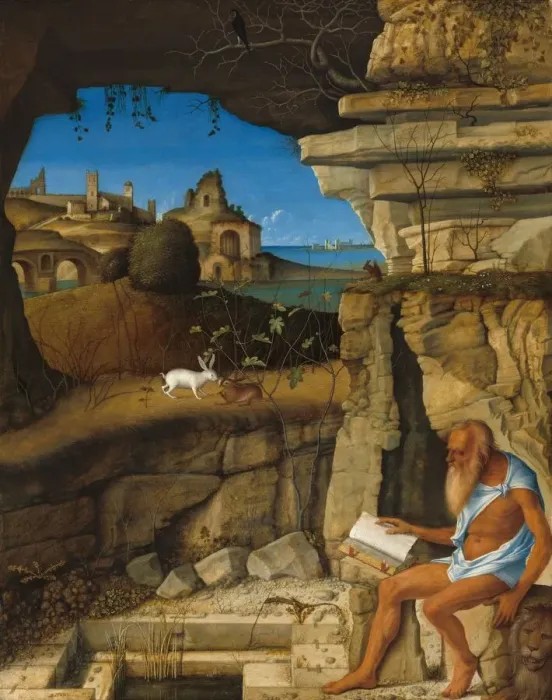Framed Print : Saint Jerome Reading, 1505. Creator: Giovanni Bellini