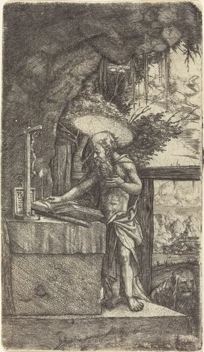 Framed Print : Saint Jerome Reading, c. 1515 / 1520. Creator: Albrecht Altdorfer Framed Print : Saint Jerome Reading, c. 1515 / 1520. Creator: Albrecht Altdorfer