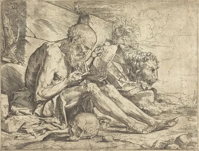 Framed Print : Saint Jerome Reading, c. 1624. Creator: Jusepe de Ribera Framed Print : Saint Jerome Reading, c. 1624. Creator: Jusepe de Ribera