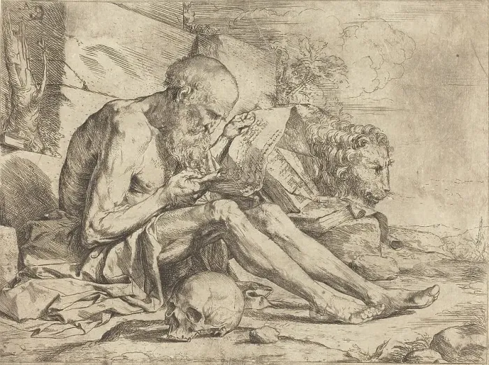 Framed Print : Saint Jerome Reading, c. 1624. Creator: Jusepe de Ribera Framed Print : Saint Jerome Reading, c. 1624. Creator: Jusepe de Ribera