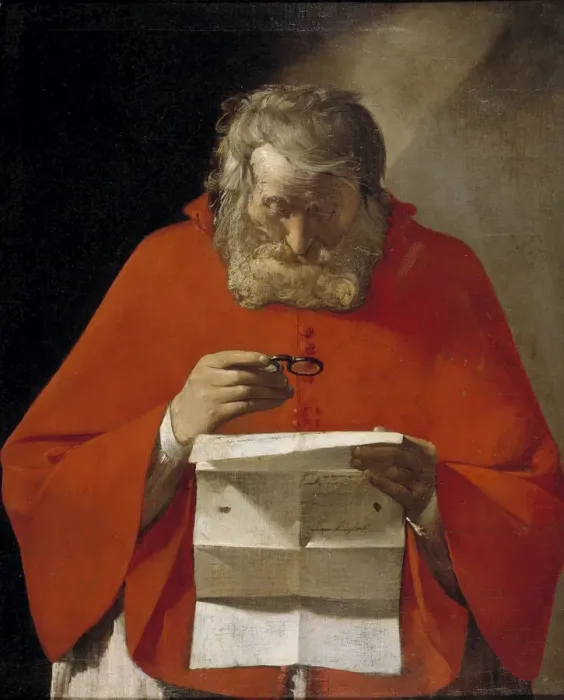 Framed Print : Saint Jerome reading a letter, ca. 1628-1629. Artist: La Tour, Georges, de (1583-1652) Framed Print : Saint Jerome reading a letter, ca. 1628-1629. Artist: La Tour, Georges, de (1583-1652)