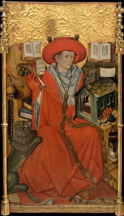 Framed Print : Saint Jerome in his Study. Artist: Ferrer, Jaume (active 1430-1461) Framed Print : Saint Jerome in his Study. Artist: Ferrer, Jaume (active 1430-1461)