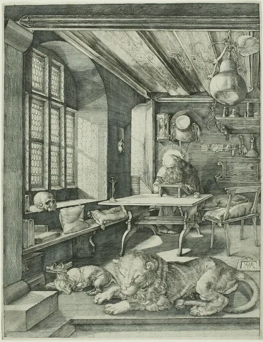 Framed Print : Saint Jerome in His Study, c. 1566. Creator: Jan Wierix Framed Print : Saint Jerome in His Study, c. 1566. Creator: Jan Wierix