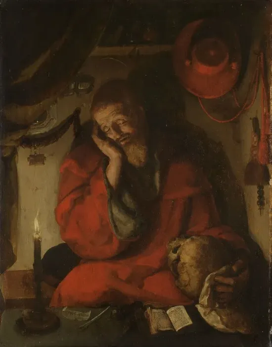 Framed Print : Saint Jerome in his Study by Candlelight, c.1520-c.1530. Creator: Aert Claesz Framed Print : Saint Jerome in his Study by Candlelight, c.1520-c.1530. Creator: Aert Claesz