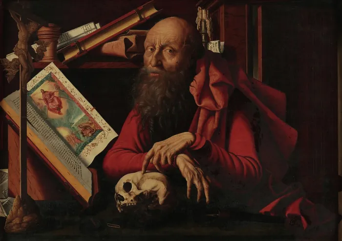 Framed Print : Saint Jerome in his Study, Mid of 16th century. Creator: Reymerswaele, Marinus Claesz, van (ca. 1490-after 1567) Framed Print : Saint Jerome in his Study, Mid of 16th century. Creator: Reymerswaele, Marinus Claesz, van (ca. 1490-after 1567)