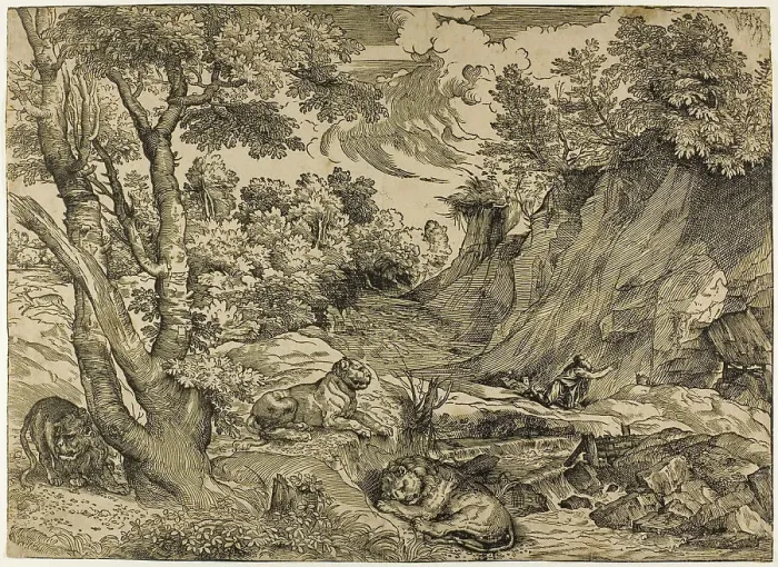Framed Print : Saint Jerome in the Wilderness, 1525-30. Creator: Nicolo Boldrini Framed Print : Saint Jerome in the Wilderness, 1525-30. Creator: Nicolo Boldrini