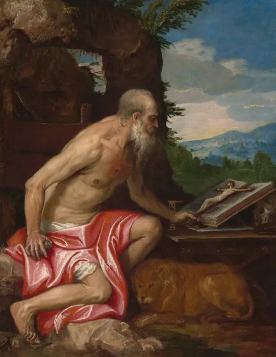 Framed Print : Saint Jerome in the Wilderness, c. 1575 / 1585. Creator: Paolo Veronese Framed Print : Saint Jerome in the Wilderness, c. 1575 / 1585. Creator: Paolo Veronese