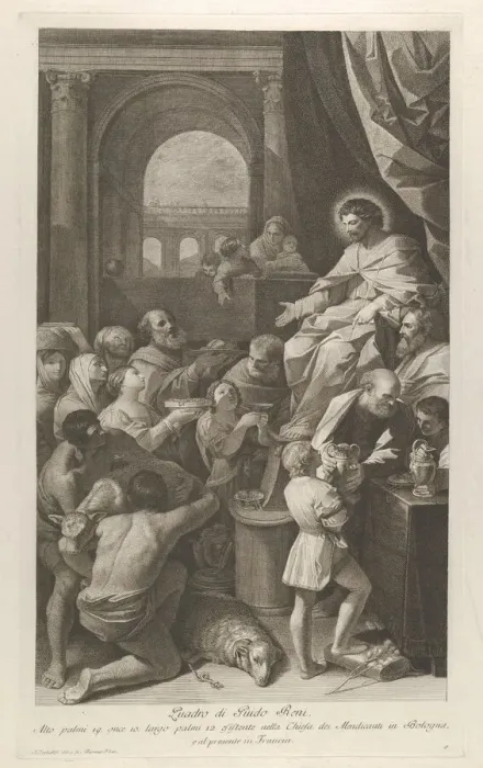 Framed Print : Saint Job seated at right receiving the gifts of the people... ca. 1760-1800 Framed Print : Saint Job seated at right receiving the gifts of the people... ca. 1760-1800