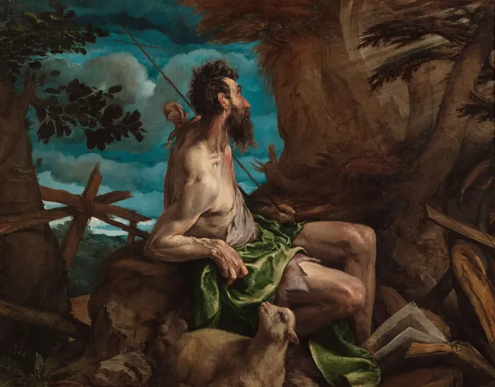 Framed Print : Saint John the Baptist in the desert, 1558. Creator: Bassano, Jacopo, il vecchio (around 1510-1592) Framed Print : Saint John the Baptist in the desert, 1558. Creator: Bassano, Jacopo, il vecchio (around 1510-1592)