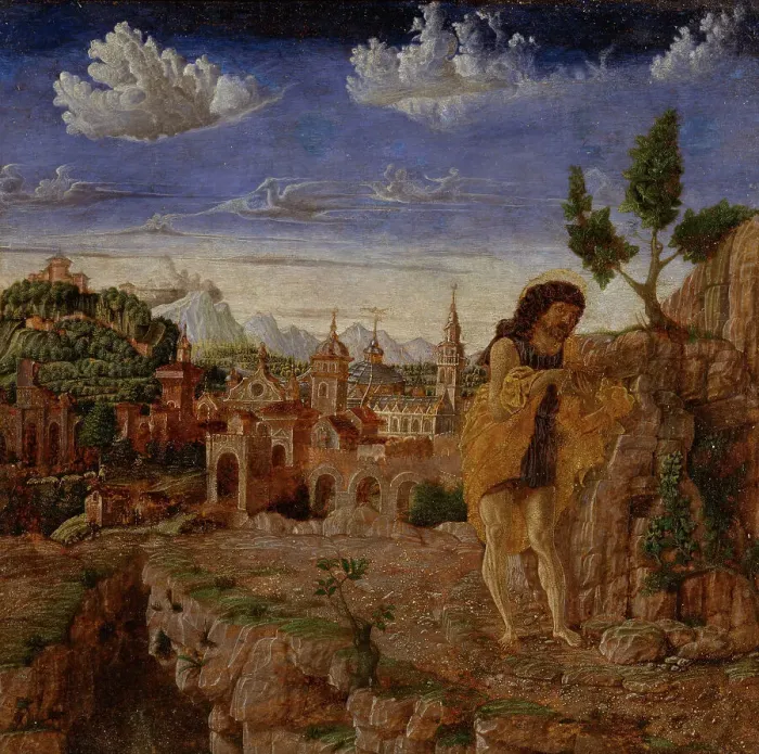 Framed Print : Saint John the Baptist in a Landscape, c1480. Creator: Giovanni Corente Framed Print : Saint John the Baptist in a Landscape, c1480. Creator: Giovanni Corente