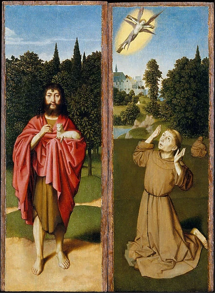 Saint John the Baptist; Saint Francis Receiving the Stigmata, ca. 1485-90. Creator: Gerard David