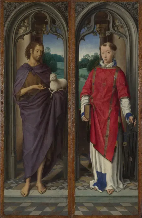 Framed Print : Saint John the Baptist and Saint Lawrence (Panels of the Pagagnotti Triptych), c. 1480 Framed Print : Saint John the Baptist and Saint Lawrence (Panels of the Pagagnotti Triptych), c. 1480