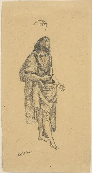 Framed Print : Saint John the Baptist, with Sketch of Head, n.d. Creator: Odilon Redon Framed Print : Saint John the Baptist, with Sketch of Head, n.d. Creator: Odilon Redon