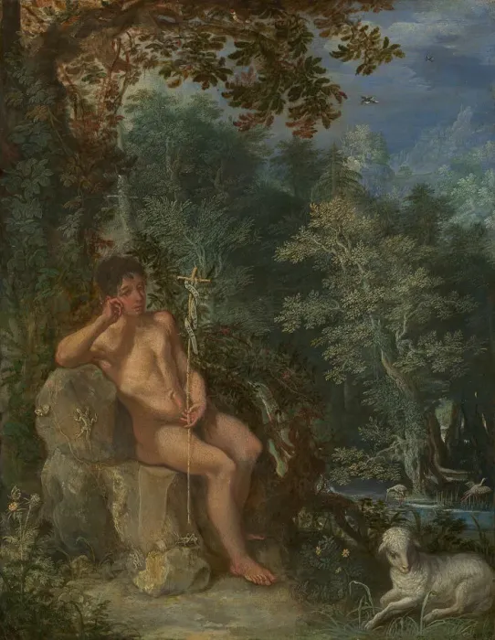 Framed Print : Saint John the Baptist in the Wilderness, c. 1602 / 03. Creator: Adam Elsheimer Framed Print : Saint John the Baptist in the Wilderness, c. 1602 / 03. Creator: Adam Elsheimer