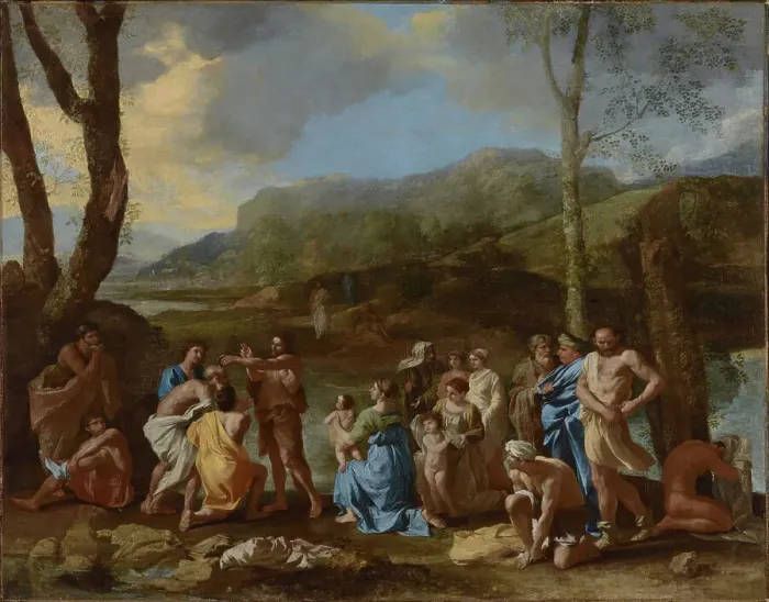 Framed Print : Saint John Baptizing in the River Jordan, about 1630s. Creator: Nicolas Poussin Framed Print : Saint John Baptizing in the River Jordan, about 1630s. Creator: Nicolas Poussin