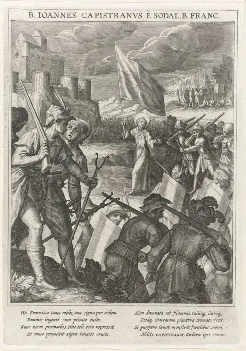 Framed Print : Saint John of Capistrano leads the Christian forces in the siege of Belgrade, 1615. Artist: Kager, Johann Matthias (1575-1634) Framed Print : Saint John of Capistrano leads the Christian forces in the siege of Belgrade, 1615. Artist: Kager, Johann Matthias (1575-1634)