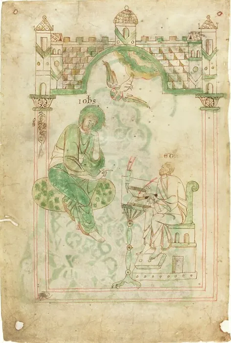 Framed Print : Saint John Dictating to the Venerable Bede, c. 1140. Creator: Unknown Framed Print : Saint John Dictating to the Venerable Bede, c. 1140. Creator: Unknown