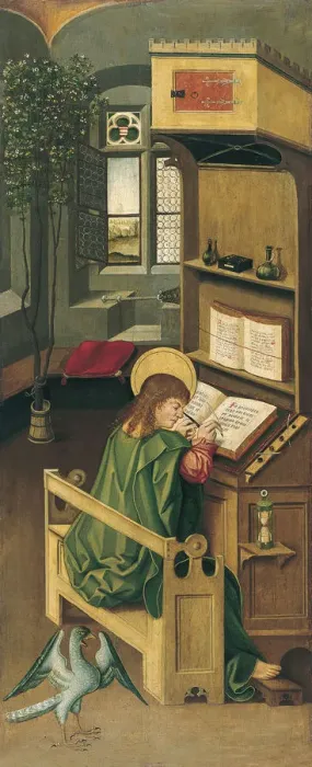 Framed Print : Saint John the Evangelist, 1478. Artist: Malesskircher, Gabriel (ca. 1425-1495) Framed Print : Saint John the Evangelist, 1478. Artist: Malesskircher, Gabriel (ca. 1425-1495)