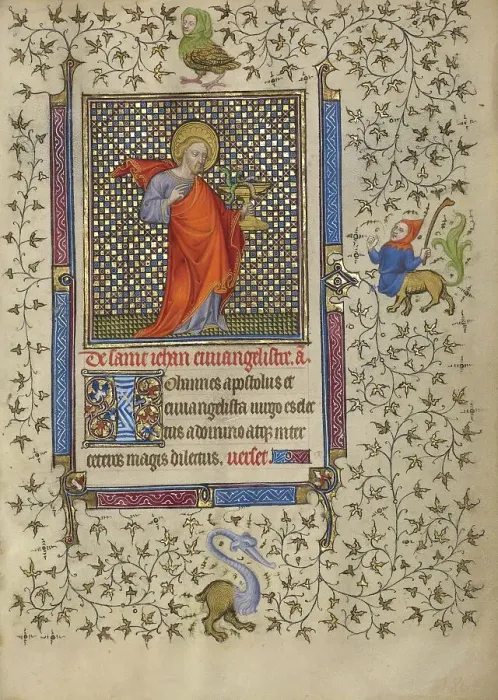 Framed Print : Saint John the Evangelist; Book of Hours, about 1410. Creator: Unknown Framed Print : Saint John the Evangelist; Book of Hours, about 1410. Creator: Unknown
