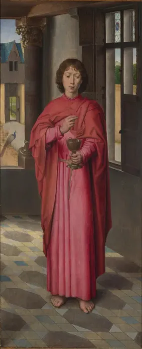 Framed Print : Saint John the Evangelist. The Donne Triptych, ca 1478 Framed Print : Saint John the Evangelist. The Donne Triptych, ca 1478