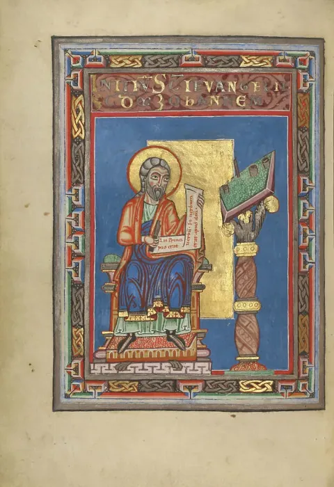Framed Print : Saint John the Evangelist; Gospel Book, about 1120-1140. Creator: Unknown Framed Print : Saint John the Evangelist; Gospel Book, about 1120-1140. Creator: Unknown